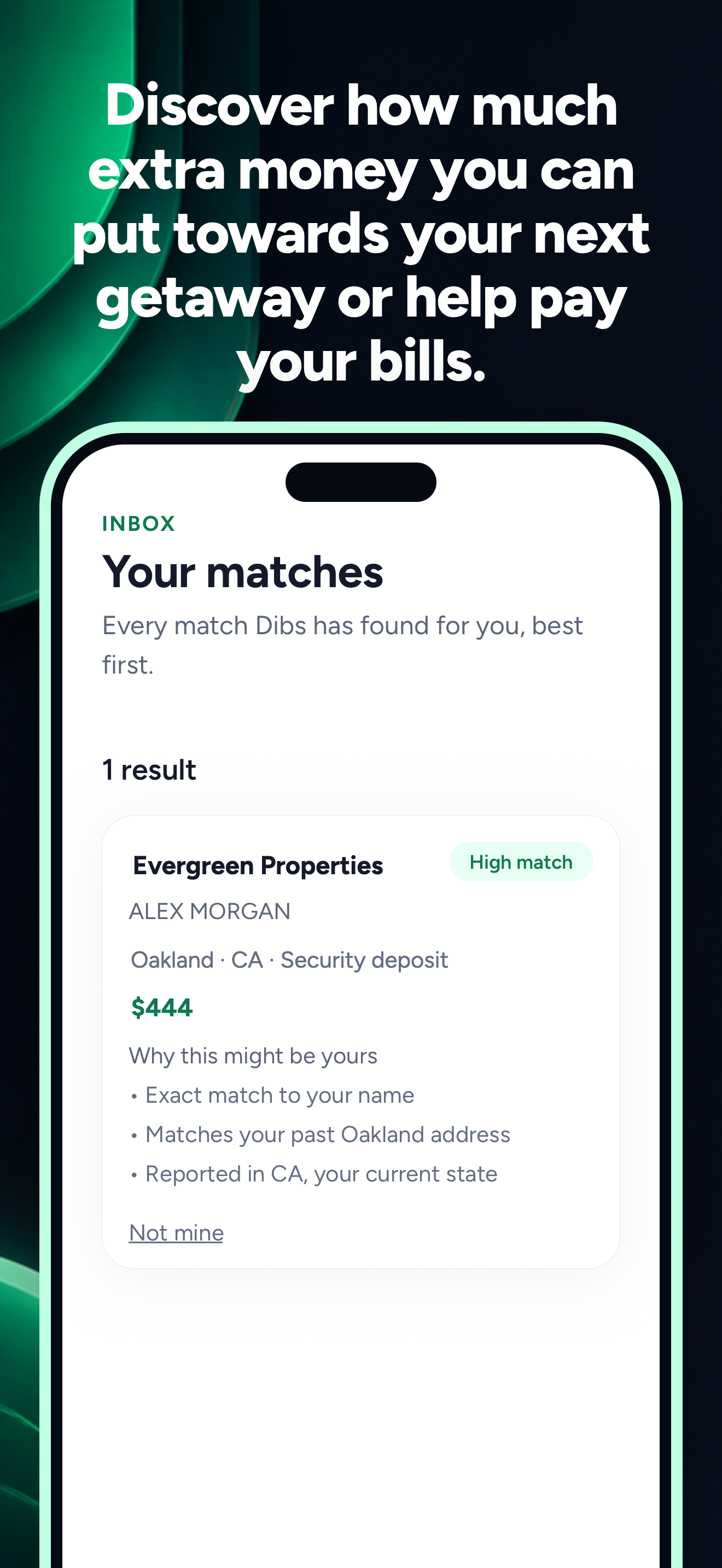 A $444 match in Dibs with the reasons it might be yours